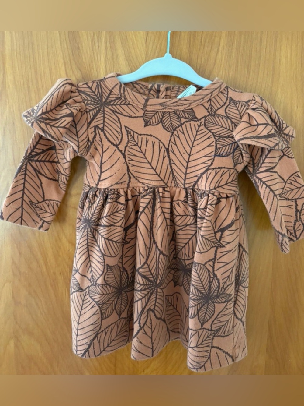 kate quinn Rust and Black Leaf-Print Long Sleeve Dress